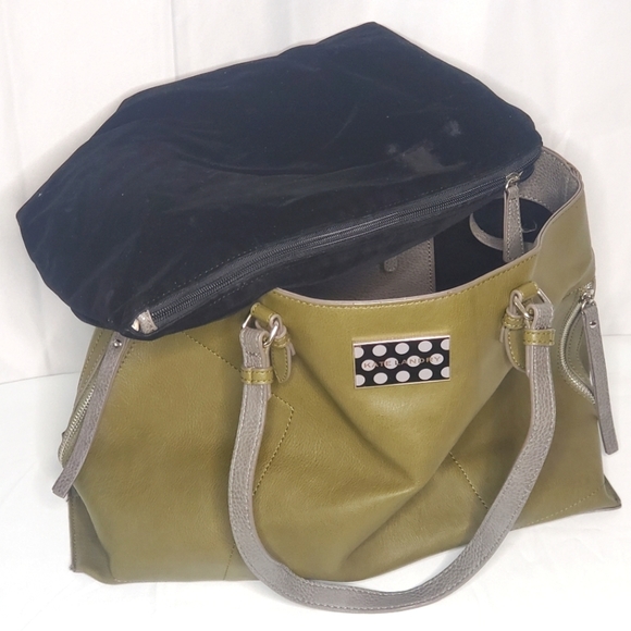 Kate Landry Handbags - OVER the shoulder olive green Kate Landry bag with Velvety insert/removable bag